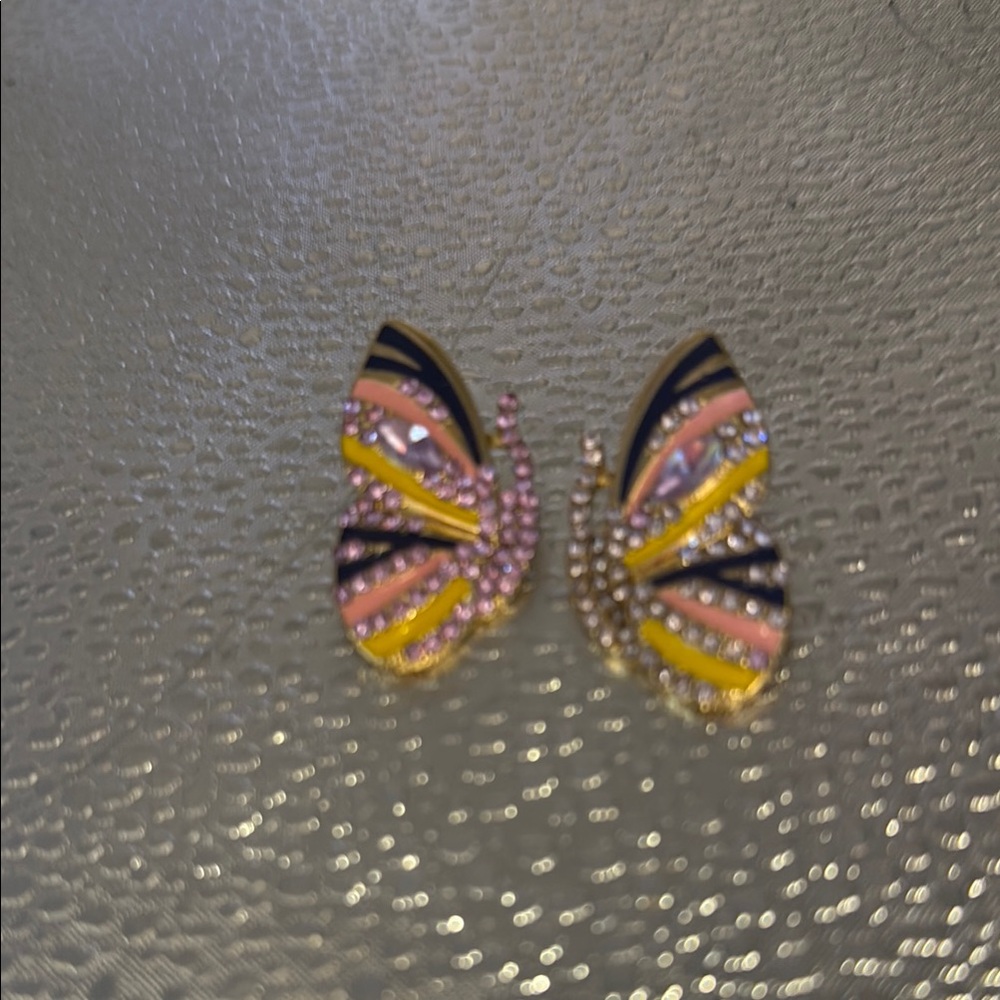 Vibrant Butterfly Brooch with Pink and Yellow Accents